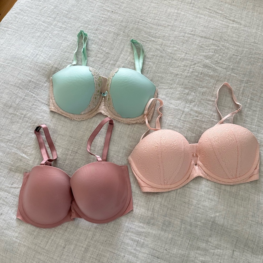 GUC Victoria’s Secret Multi-way strapless bra bundle of 3 - Sz. 32DD